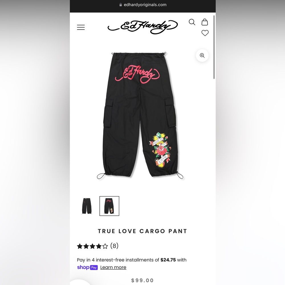 Ed Hardy “True Love” cargo pants
